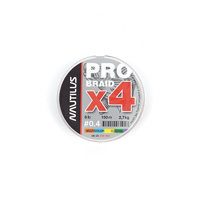 Шнур Nautilus Pro Braid X4 Multicolor d-0.09 2.7кг 6lb 150м 1