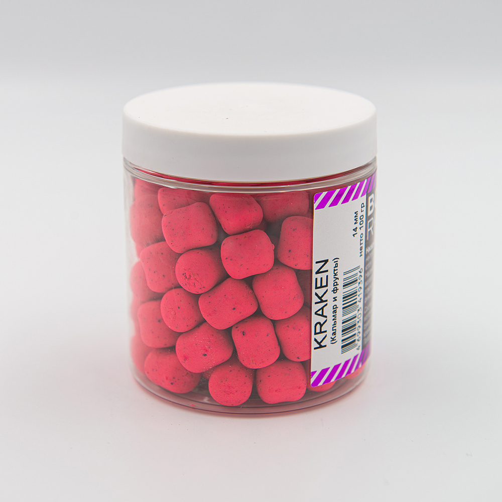 Бойлы Balanced Wafters Kraken - (кальмар и фрукты), 14 мм,банка, 100 гр