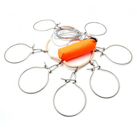 Кукан Namazu металл. трос 3,5 м, d-2 мм, 7 круг. карабинов, с поплавком (уп. пакет)