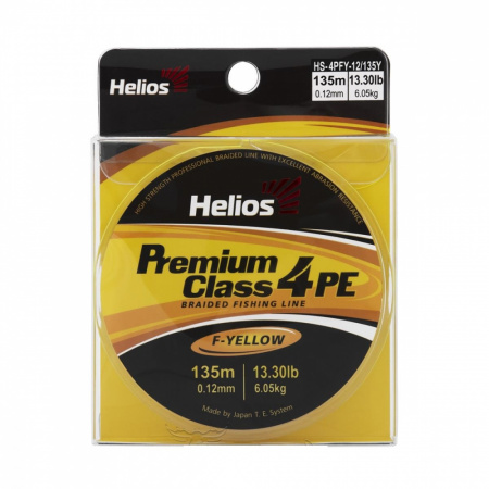Шнур Helios плетеный PREMIUM CLASS 4 PE BRAID Fluorescent Yellow 0,15mm/135 (HS-4PFY-15/135 Y) (1)
