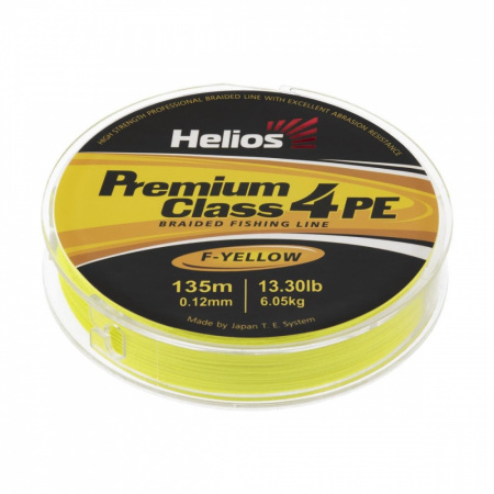 Шнур Helios плетеный PREMIUM CLASS 4 PE BRAID Fluorescent Yellow 0,15mm/135 (HS-4PFY-15/135 Y)